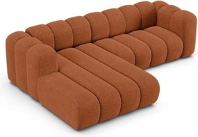 Ženilková rohová pohovka v tehlovej farbe (ľavý roh/s leňoškou) Lupine – Micadoni