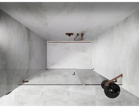 Mexen Lunar-B, Otočné ľavé sprchové dvere 115 cm, 8mm číre sklo, medený matný profil, 832S-115-050-65-00-L
