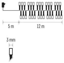LED vánoční řetěz Hedge s časovačem 12 m studená bílá