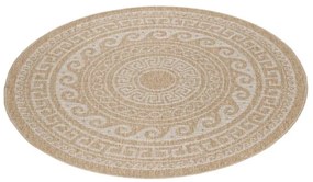 Šnúrkový koberec Comilla ornament béž, kruh