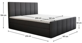 Kondela Boxspringová posteľ, 140x200, sivá, STAR