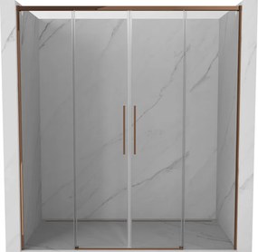 Mexen Rox, posuvné sprchové dvere 200 cm, 8mm číre sklo, ružové zlato profil, 8C2-200-002-60-00