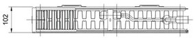 ROTHEIGNER Typ DK (22) - dvojrúrkový s konvektorom 8 prípojok 600 mm x 1400 mm x 102 mm