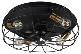 Matne čierne stropné svietidlo na diaľkové ovládanie/s ventilátorom Trondheim – Reality