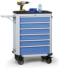Pojazdný dielenský vozík na náradie EXPERT, 6 zásuviek, modrá