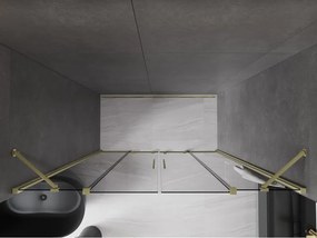 Mexen Velar Duo, posuvné sprchové dvere do otvoru 170 cm, 8mm šedé sklo, zlatá matná, 871-170-000-42-55