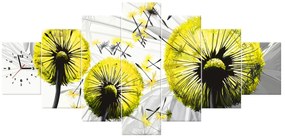 Gario Obraz s hodinami Krásne žlté púpavy - 7 dielny Rozmery: 160 x 70 cm