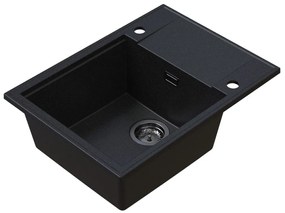 Sink Quality Sink55, kuchynský granitový drez 620x460x215 mm + grafitový sifón, grafitová, SKQ-SINK.G.1KKO.XB