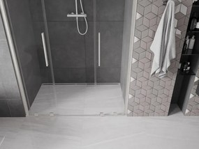 Mexen Velar L Duo, posuvné sprchové dvere do otvoru 140 cm, 8mm číre sklo, brúsená oceľ, 871-140-003-02-97