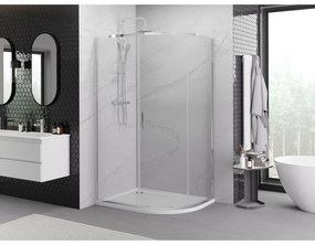 Mexen Exo, asymetrický sprchovací kút s posuvnými dverami 90 x 80 cm, 6mm číre sklo, chrómový profil, 8131-090-080-01-00