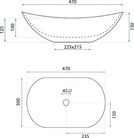 Rea Royal Mini, umývadlo na dosku 480x305x145 mm, imitácia kameňa Aiax Shiny, REA-U5063