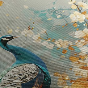 Obraz - Páv so zlatým dekorom (90x60 cm)