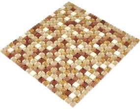 Sklenená mozaika s prírodným kameňom XCM M920 30,5x32,5 cm béžová / zlatá / okrová