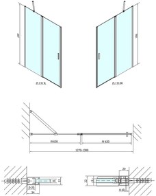 Polysan, ZOOM LINE sprchové dvere 1300mm, číre sklo, ZL1313