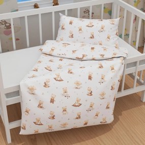 Biante Detské bavlnené posteľné obliečky do postieľky Sandra SA-732 Medvedie bábätká na bielom Do postieľky 90x140 a 40x60 cm