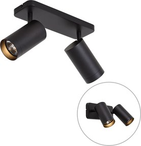 Moderné stropné svietidlo čierne 2-svetlové GU10 70mm - Jeana Luxe