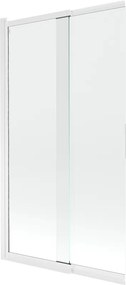 Mexen Fox, 2-krídlová posuvná vaňová zástena 100 × 150 cm, 5mm číre sklo, biely profil, 891-100-002-20-00