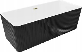 Mexen Nila samostatná ryhovaná vaňa 170x75cm, biela/čierna, zlaté detaily