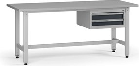 Výškovo nastaviteľný dielenský stôl G5, 1800 x 750 x 800-1000 mm, 1x kontajner, 2 zásuvky, grafit