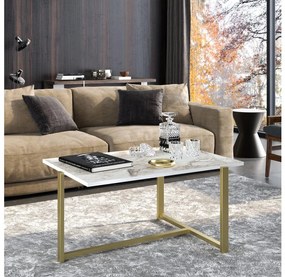 Asir Konferenčný stolík MERIDETHS 45x92 cm zlatá/biela 541HDL1204