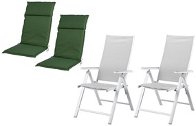 Livarno home Hliníkové kreslo Houston, biele/bledosivé, 2 kusy + Podložka na kreslo Houston, 2 kusy (800008959)