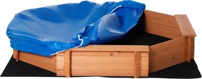 Detský pieskový box Outsunny v tvare oktagónu so polyesterovým a netkaným krytom pre deti vo veku 3-8 rokov do záhrady 139,5x139,5x21,5 cm Červená a M