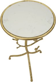 Odkladací stolík Vtáky 38 cm zlatý/mramor