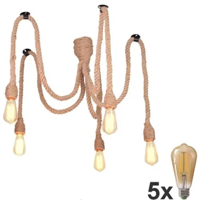 Polux LED Luster na lanku ROPE CASA 5xE27/10W/230V pavúk LEDSA1201