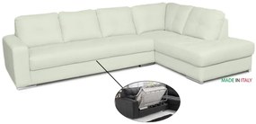 Kožená sedacia súprava s rozkladom na každodenné spanie ALEXIE – rohová, pravá, biela (bianco 309)