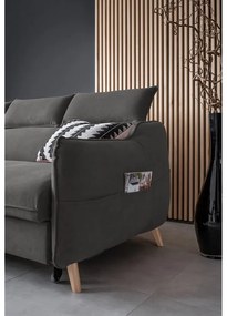 Tmavosivá zamatová rozkladacia rohová pohovka (ľavý roh) Sweet Harmony – Miuform