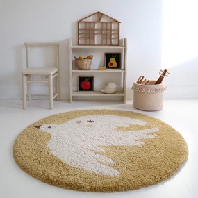 Okrovožltý detský koberec ø120 cm Bohemian Bird Miel – Nattiot