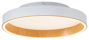 Dizajnové stropné svietidlo biele s drevom 40 cm vrátane LED 3-stupňového spínača - Ingo