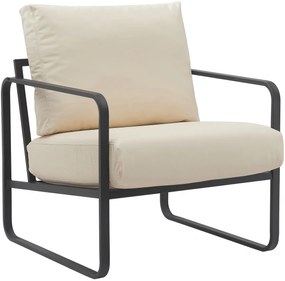 Design-Shop Kreslo Manea - koženka / kov - Krémová