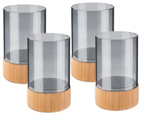 Sklenený svietnik, sivá, 4 kusy  (800006933)