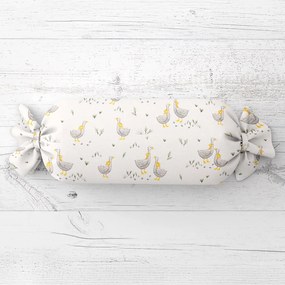 Biante Detský vankúš valec bonbon Sandra SA-585 Sivé husičky na bielom 15x60 cm