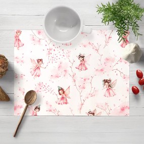 Biante Detské bavlnené prestieranie na stôl Sandra SA-684 Ružové víly na bielom 35x45 cm