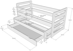 Raj posteli Detská posteľ FILIP s prístelkou a zásuvkou PW 180x80 cm