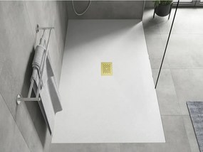 Mexen Hugo, obdĺžniková sprchová vanička SMC 170 x 100 cm, biela, zlatá krytka, 42101017-G