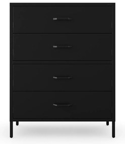 Čierna kovová komoda so zásuvkami na nožičkách CARLA Modern 800 x 1015 x 400 mm