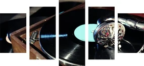 5-dielny obraz gramofón s vinylovou platňou