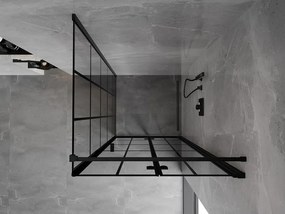 Mexen Mist-F T, 1-krídlový skladací sprchový kút pravý 110 x 110 cm, číre sklo-čierna mriežka, 8A6T-110-110-70-77-P