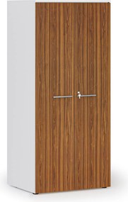 Kancelárska policová skriňa PRIMO WHITE s dverami, 1781 x 800 x 600 mm, biela/orech