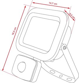 LED úsporný reflektor AVENBERG SENZOR s PIR pohybovým čidlom 20W