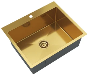 Gamma Gamma, 1-komorový oceľový drez 600x500x210 mm, zlatá matná, GMA-S6050-GD