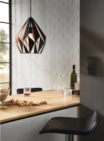 Čierne závesné svietidlo s kovovým tienidlom ø 31 cm CARLTON 1 – EGLO