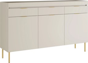 Trojdverová komoda Sentia 157 cm s tromi zásuvkami - kašmír / zlatá