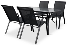 Záhradný jedálenský set Porto 140 cm + 4x kovová stolička Ramada