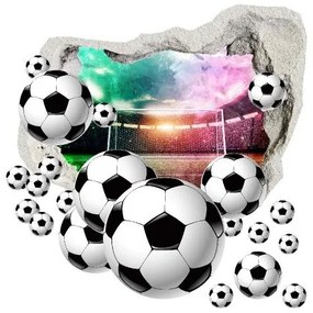 Nálepka na stenu 3D futbalové lopty s pozadím štadióna 75 x 75 cm