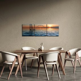 Obraz - Plachetnica na mori (s hodinami) (90x30 cm)