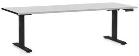 Výškovo nastaviteľný stôl OfficeTech D, 200 x 80 cm, čierna podnož, svetlo sivá